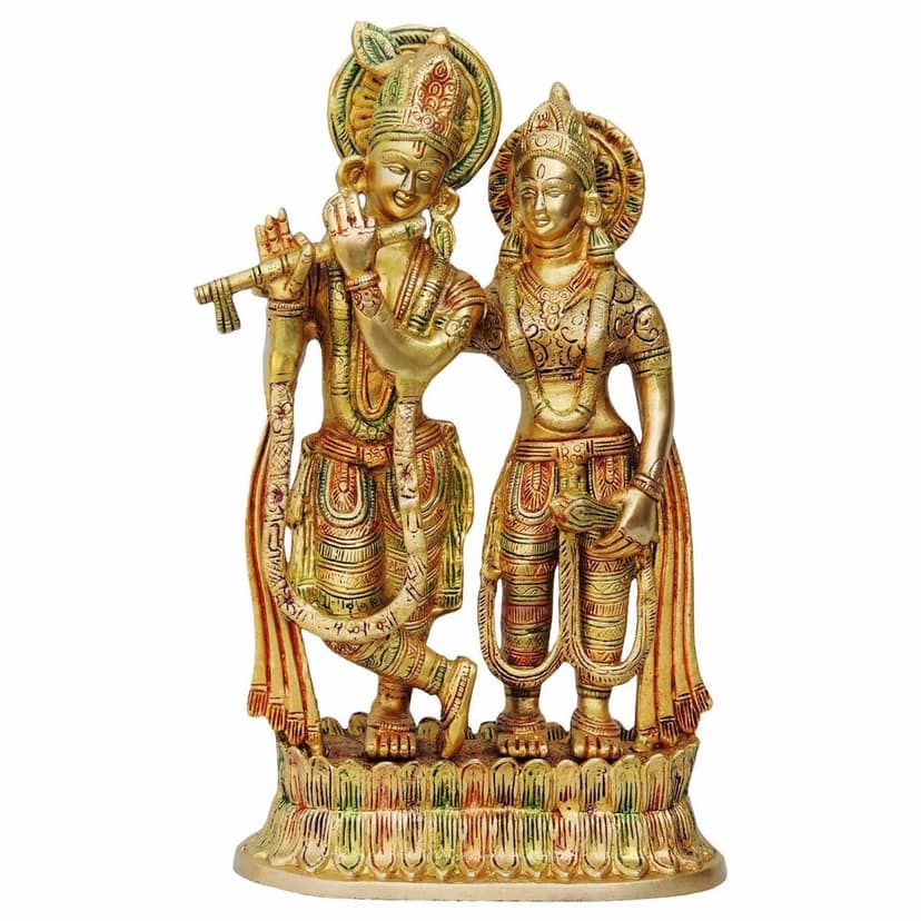 Brass Radha Krishna Idol - Traditional Religious Showpiece, Height : 12.8 Inch (BSMAS688 A) view 3