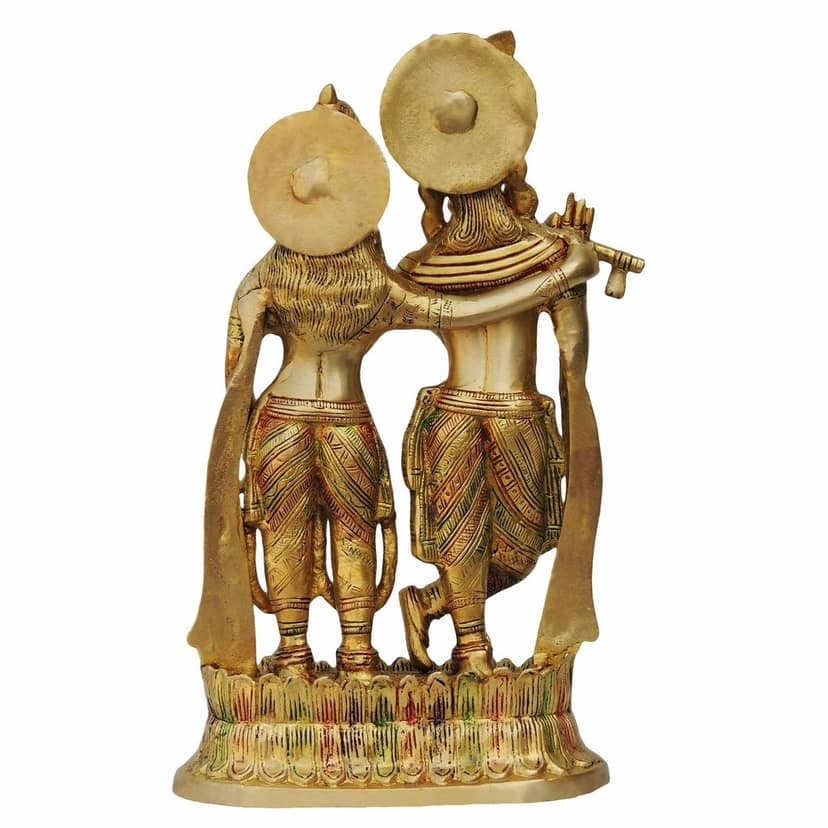 Brass Radha Krishna Idol - Traditional Religious Showpiece, Height : 12.8 Inch (BSMAS688 A) view 4