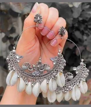 Samridhi DC Silver Hoops Earrings ( Pack of 1 )