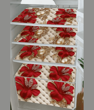 Revexo PVC Floral Mats ( 42 30 ) Pack of 4 - Multicolor