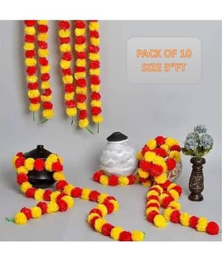 KanRaj - Multicolor Marigold Artificial Flower ( Pack of 10 )