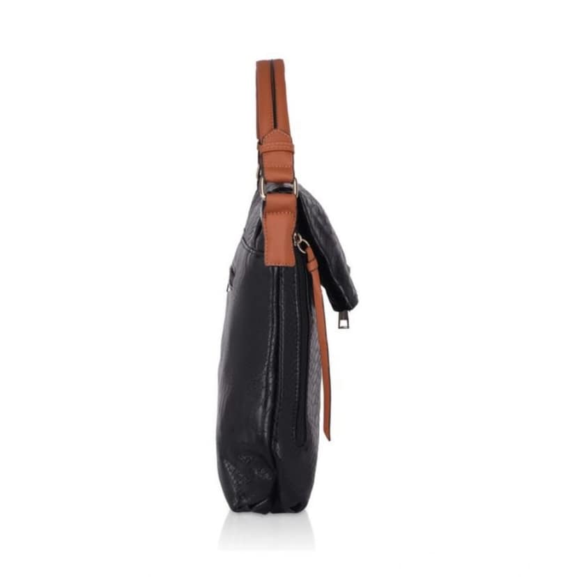 Generic Women's Faux Leather Textured Sling Bag (Black) view 3