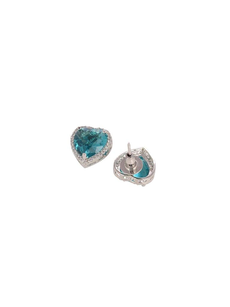 Silver Palted Blue AD Studded Heart Shaped Pendant Earrings Locket Jewellery Set view 6