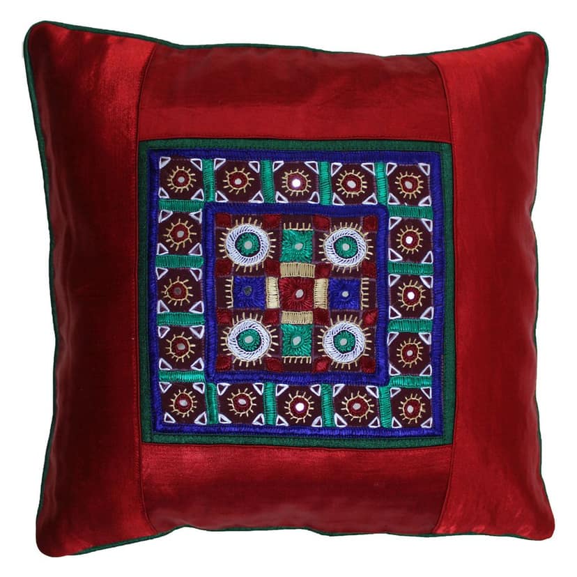 Garvi Gurjari (A Gujarat Govt Enterprise Hand Embroidered Mashru Cushion Cover(GGCMCV04) view 2
