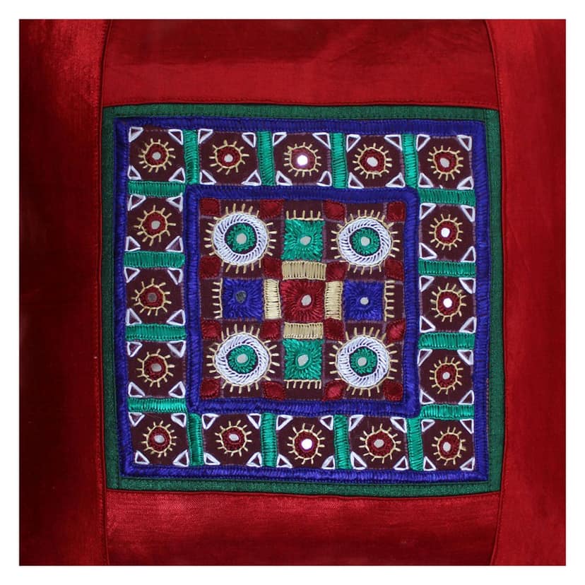 Garvi Gurjari (A Gujarat Govt Enterprise Hand Embroidered Mashru Cushion Cover(GGCMCV04) view 3