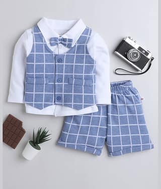 BUMZEE Pack of 1 Baby Boys Cotton Top & Shorts ( Light Blue )