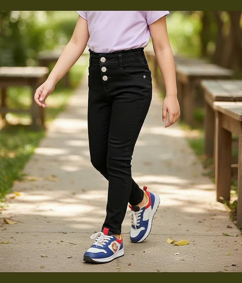 ICONIC ME Girls Denim Jeans ( Pack of 1 , Black )
