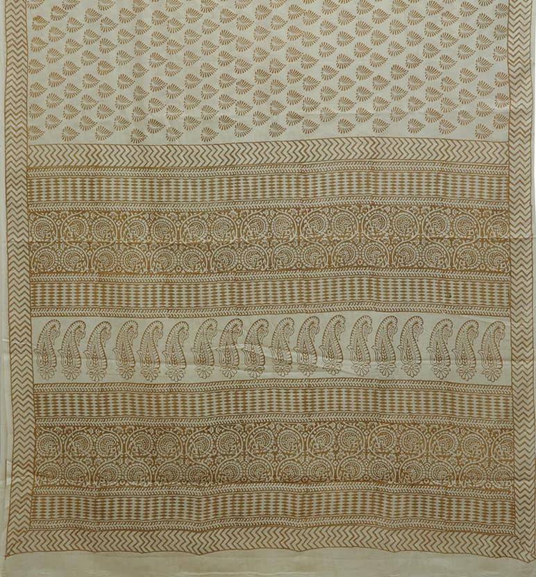Handcrafted Bagh Print Mulmul Cotton Saree view 2