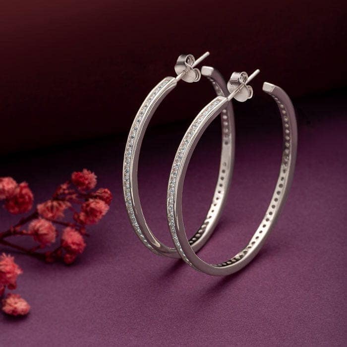 Silver Crystal Curl Earrings view 3