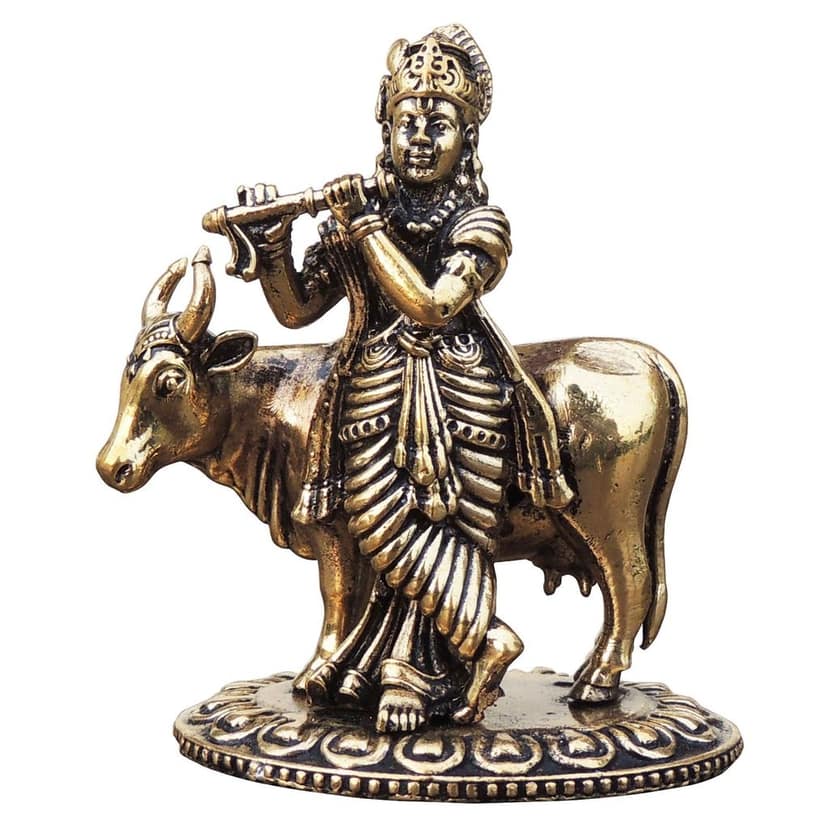 Brass Showpiece Cow Krishna Statue (BSMAS1753 C) view 2