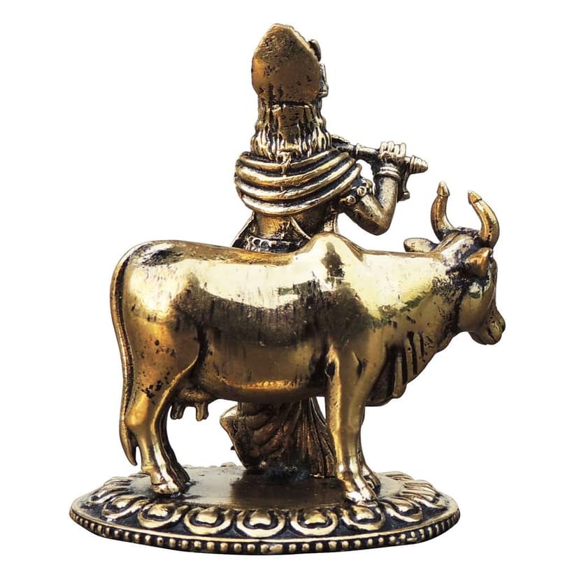 Brass Showpiece Cow Krishna Statue (BSMAS1753 C) view 3