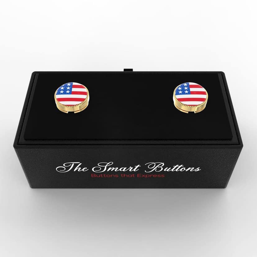 The Smart Buttons - Shirt Button Cover Cufflinks for Men - U.S.A. Flag Style view 9