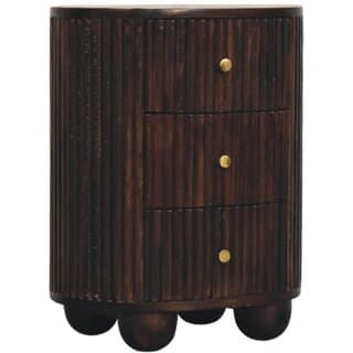 Curved Fluted 3-Drawer Bedside