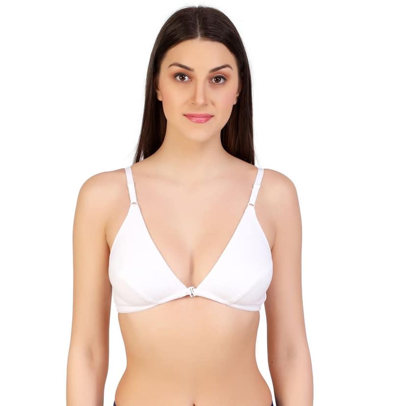 Zourt Stylish Front Open Bra White view 4