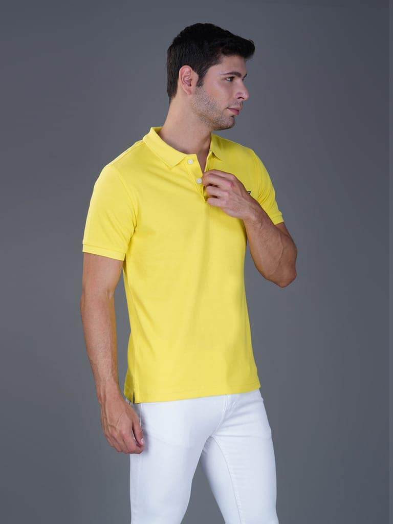 Solid Polo Shirt- PRIMROSE view 4