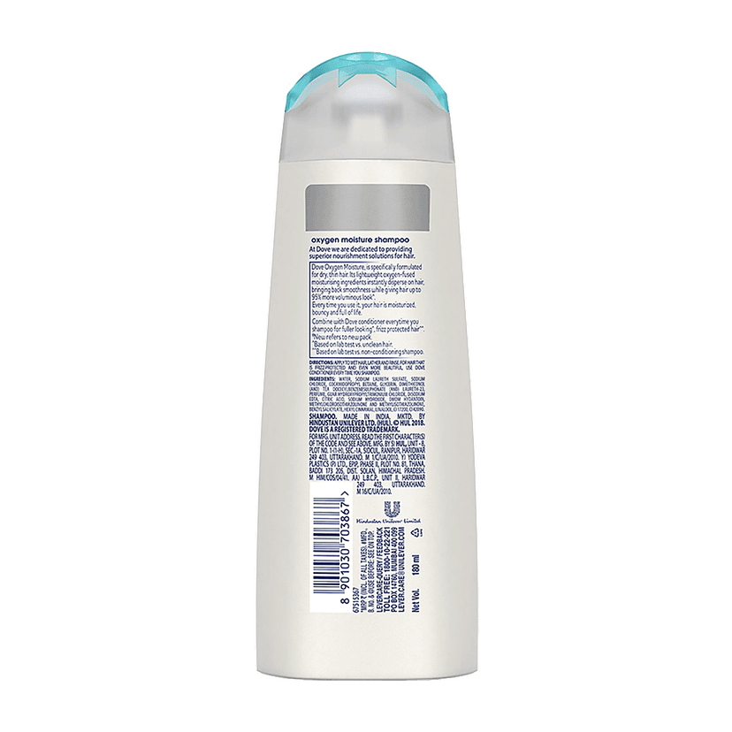 Dove Oxygen Moisture Shampoo, 180 Ml view 2