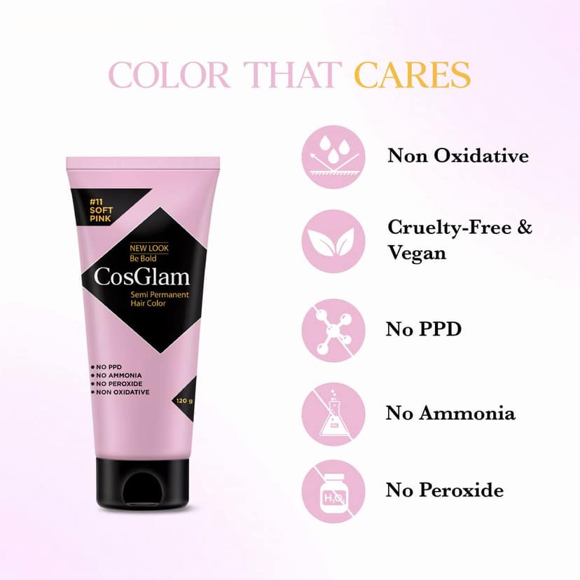 COSGLAM Semi Permanent Hair Color Soft Pink 120g and Hair Color Remover 70ml, Switching Shades Made Easy view 2