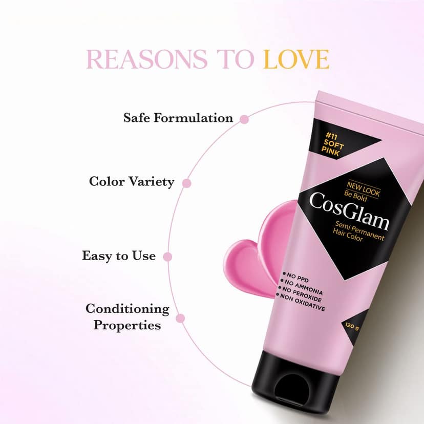 COSGLAM Semi Permanent Hair Color Soft Pink 120g and Hair Color Remover 70ml, Switching Shades Made Easy view 3