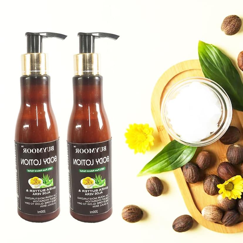 BUYMOOR Shea Butter & Aloe vera Deep Nourishing Skin Brightening Body Lotion Men & Women 2400 ML(Pack Of 12). view 4