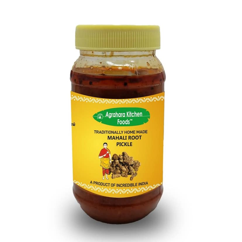 Agrahara Kitchen foods Mahani Root Pickle | Sarsaparilla Root | Traditional South Indian Style Kamal Kakdi Achaar | Homemade Maa ke Haath se Banaya Hua Achar, Lotus Stem-Root Pickle - 300gm