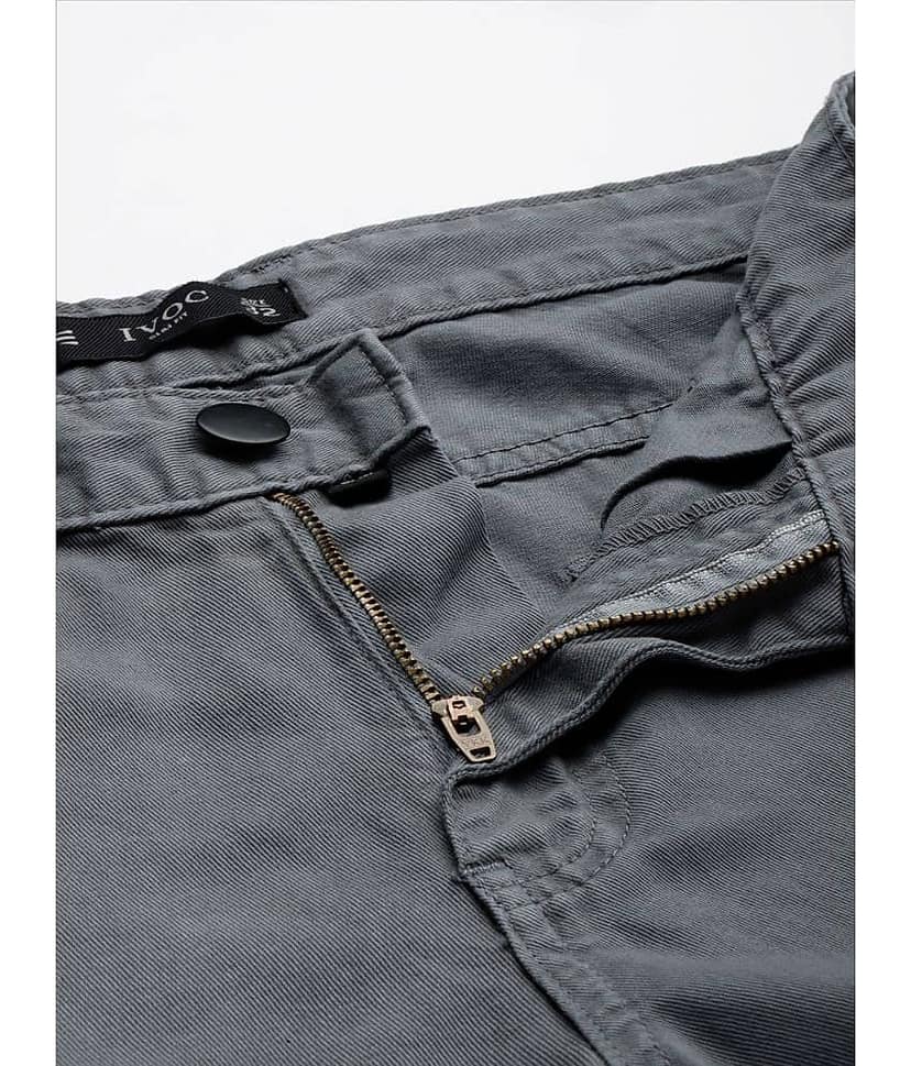 IVOC Men Solid Slim Fit Cargos Trousers view 2