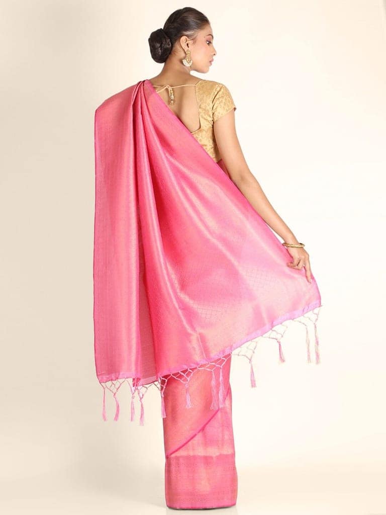 Alluring Pink Brocade Silk Saree view 2