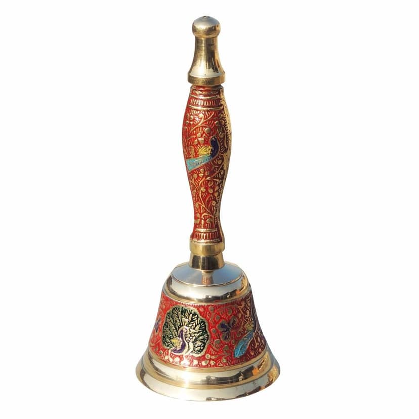 Brass Hand Bell No. 1 Red Colour, Height : 6.5 Inch (ZMAS168 A) view 2