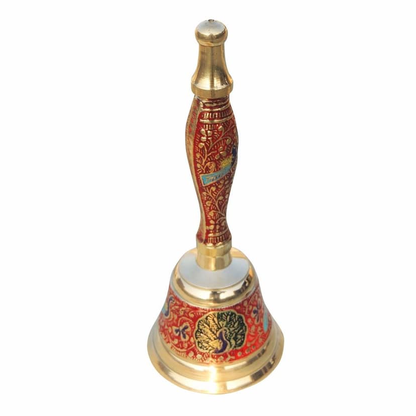 Brass Hand Bell No. 1 Red Colour, Height : 6.5 Inch (ZMAS168 A) view 3