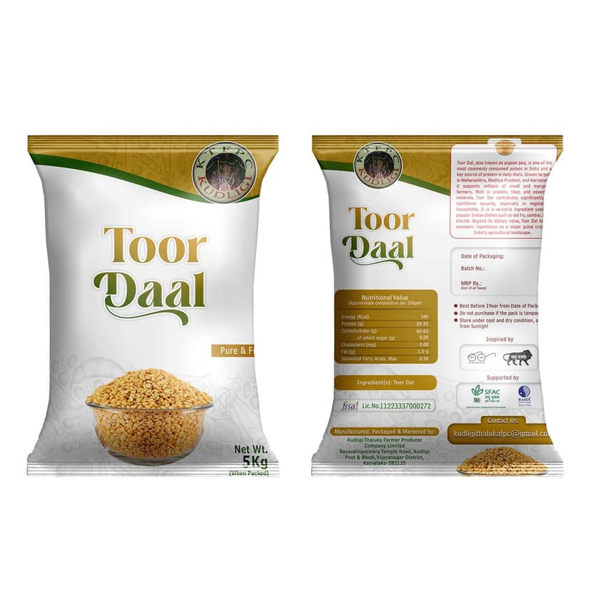 Kudlig Premium Toor Daal | Pure & Fresh Arhar Dal 5kg Pouch view 3