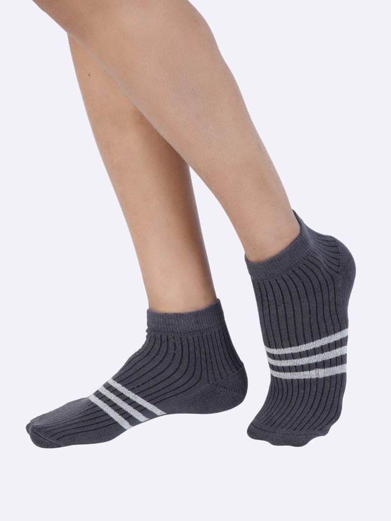 Cotton Ankle Socks for Men and Women - Ash/ Dark Grey view 2