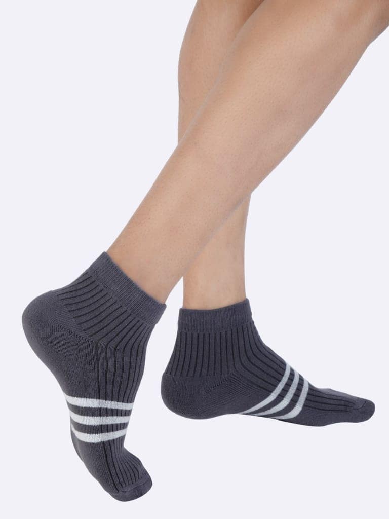 Cotton Ankle Socks for Men and Women - Ash/ Dark Grey view 3