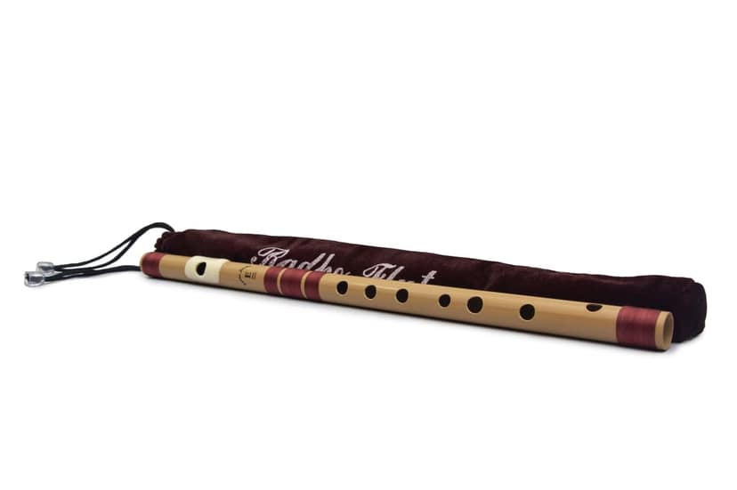 Radhe Flutes PVC Fiber E Natural Bansuri Middle Octave Left Handed With Velvet Cover