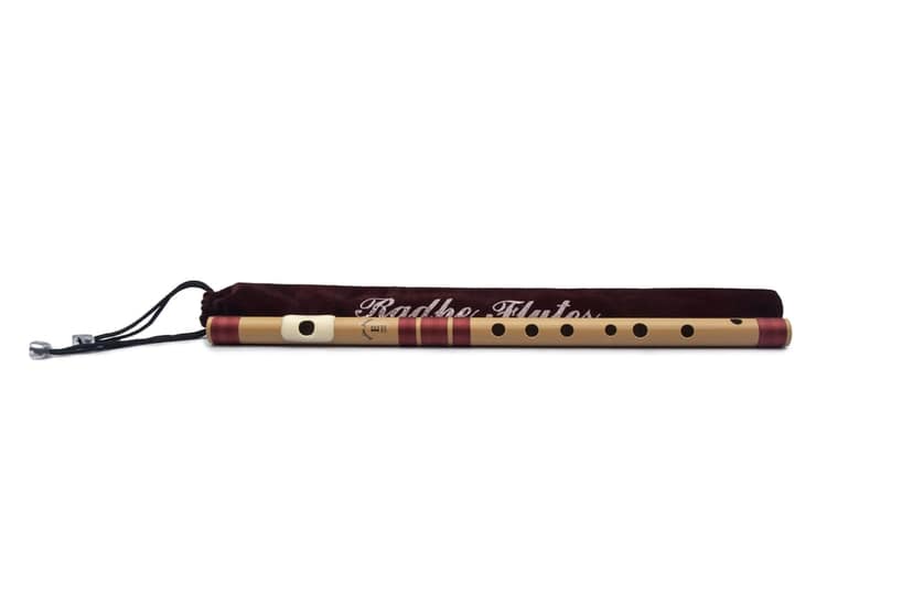 Radhe Flutes PVC Fiber E Natural Bansuri Middle Octave Left Handed With Velvet Cover view 2