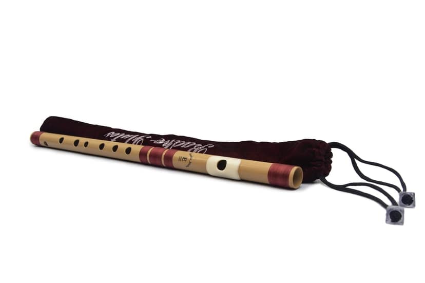 Radhe Flutes PVC Fiber E Natural Bansuri Middle Octave Left Handed With Velvet Cover view 3