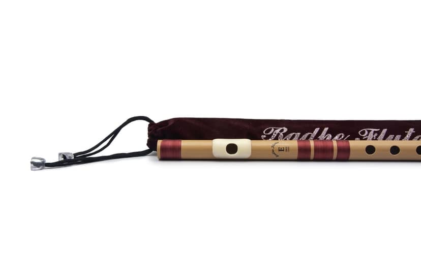 Radhe Flutes PVC Fiber E Natural Bansuri Middle Octave Left Handed With Velvet Cover view 4