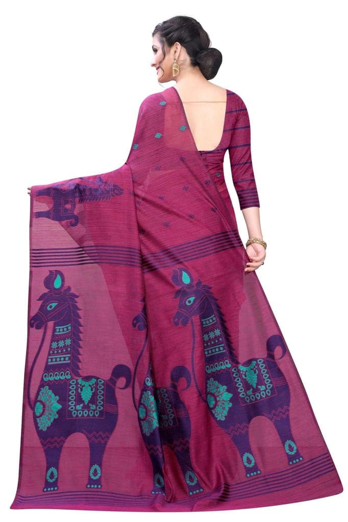 Silk Zone Women's Linen Cotton Slub Woven Saree with Blouse Piece view 5
