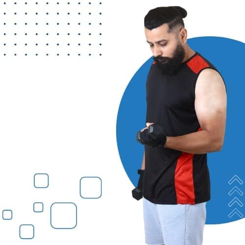 Men's Black & Red Sleeveless Performance T-Shirt view 5