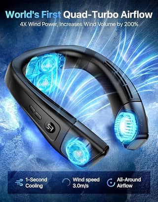 Neck Air Conditioner with Extra-large Cooling Plate, Portable Neck Fan 6000mAh Personal Cooling Travel Fan Innovative Back Air Outlet 3D Neck Cooler with LCD Display,3 Speeds/Refrigeration for Outdoor