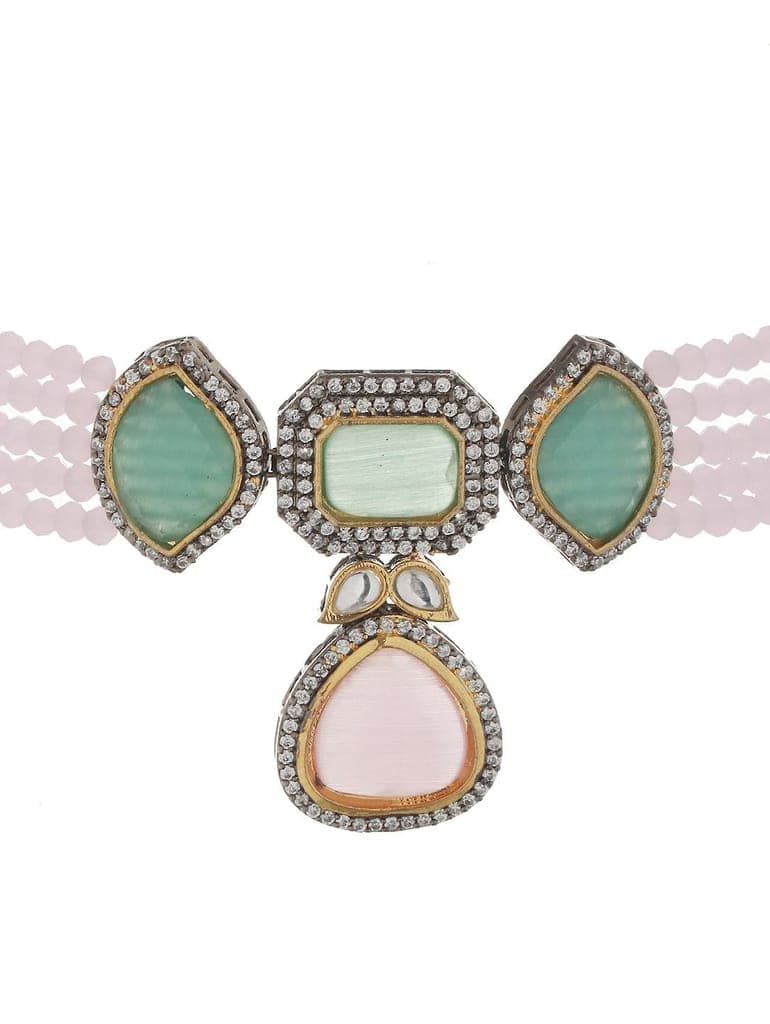 Exquisite Multi Moissanite Pearl Beaded Choker Set view 8