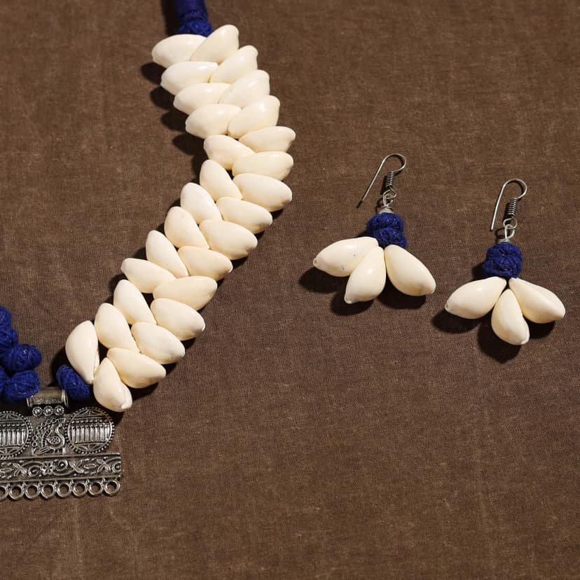 Multicolor - Handmade German Silver Shell Necklace Set 14 view 3