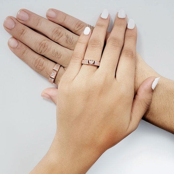 Rose Gold Embraced Couple Rings view 2