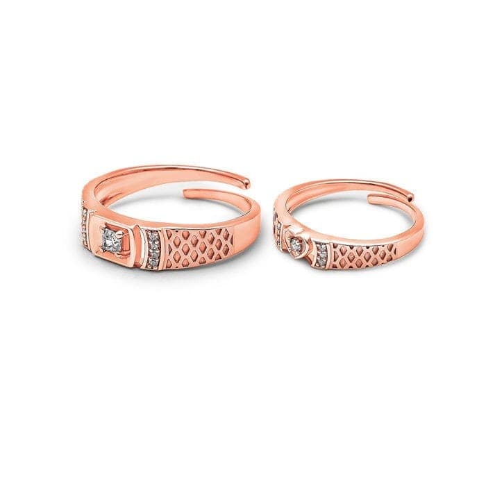 Rose Gold Embraced Couple Rings view 6