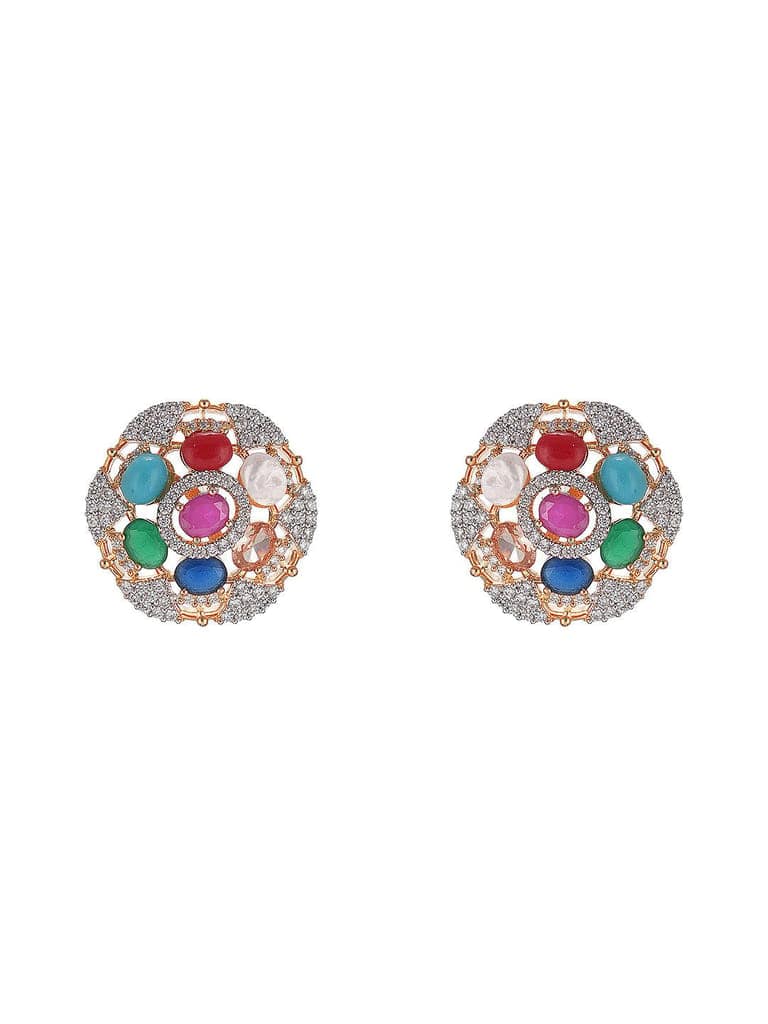 Gold Plated Nav Ratna Zircon Studded Temple Minimal Jewellery Set view 8