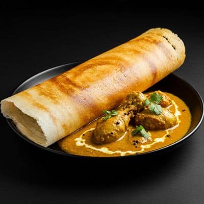 Neer Dosa With Chicken Curry