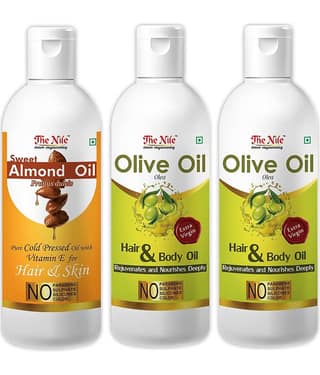 The Nile Olive Oil 100 ML X 2 + Sweet Almond Oil 100 Ml 300 mL Pack of 3