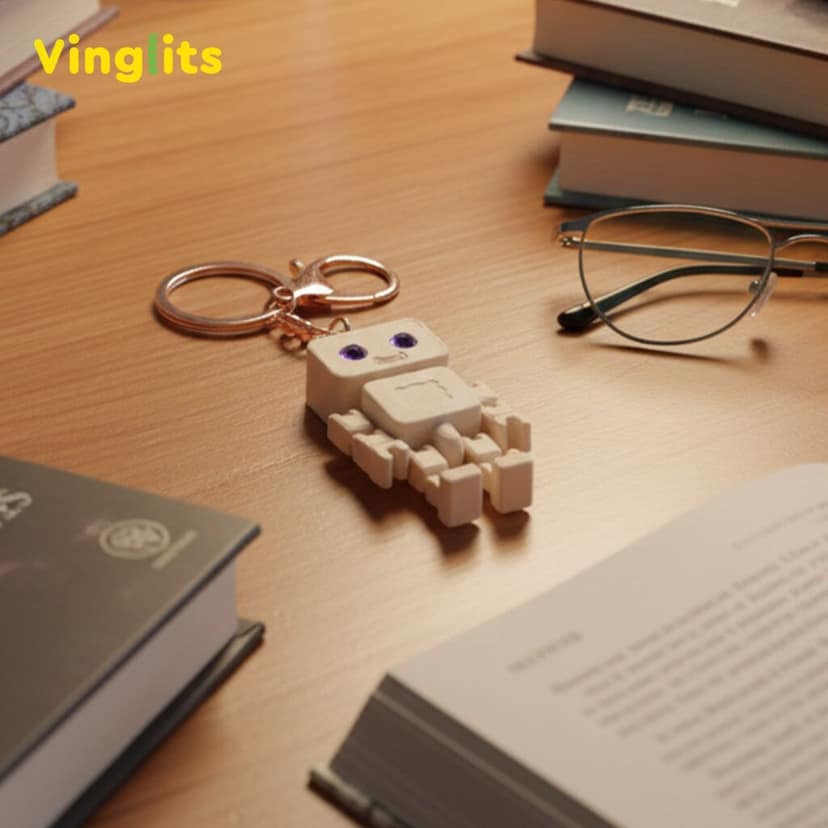 Vinglits Fantasy Shelf 3D Printed Keychains – Articulated Animal Toys, Pocket-Friendly Keyrings, Stress Relief Desk Toys for Kids & Adults, Collectible Accessories (Robots - Rory, Medium)