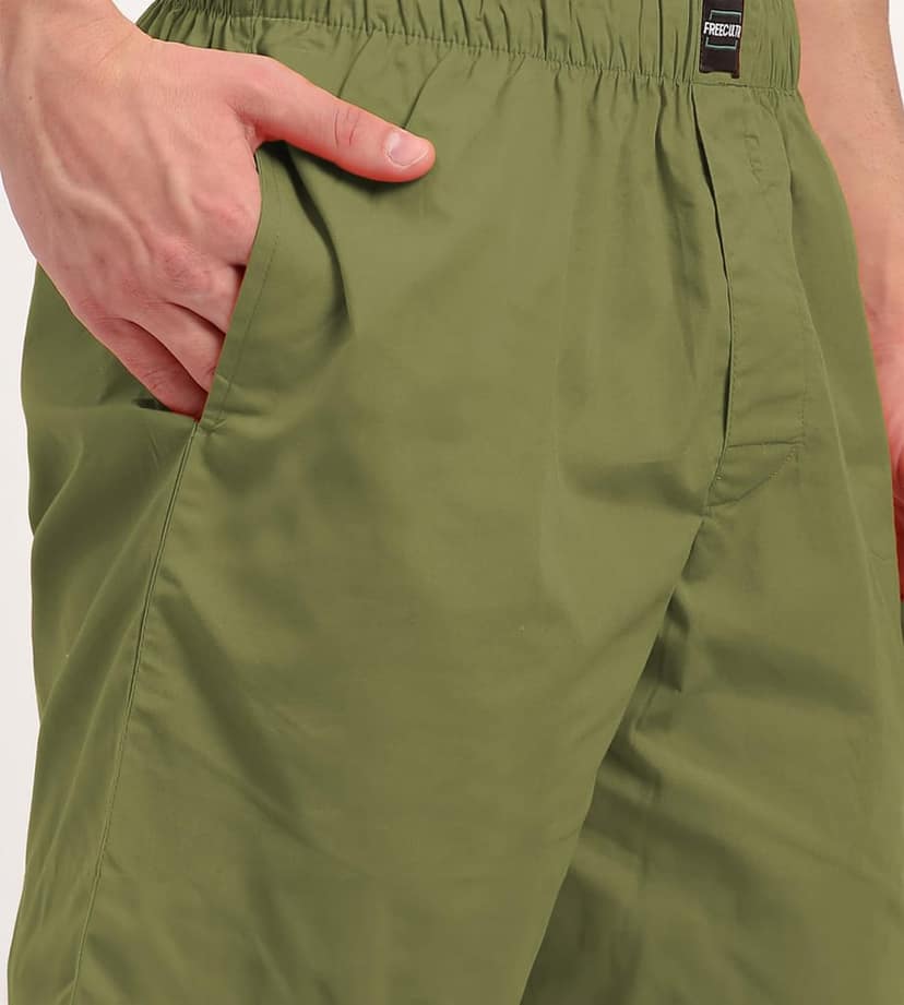 Freecultr Regular Fit Ultralight All Day Boxer Shorts for Men | 100% Cotton Fabric, Dual Deep Side Pocket, Microfibre Waistband Pack of 1-Absinthe Green view 4