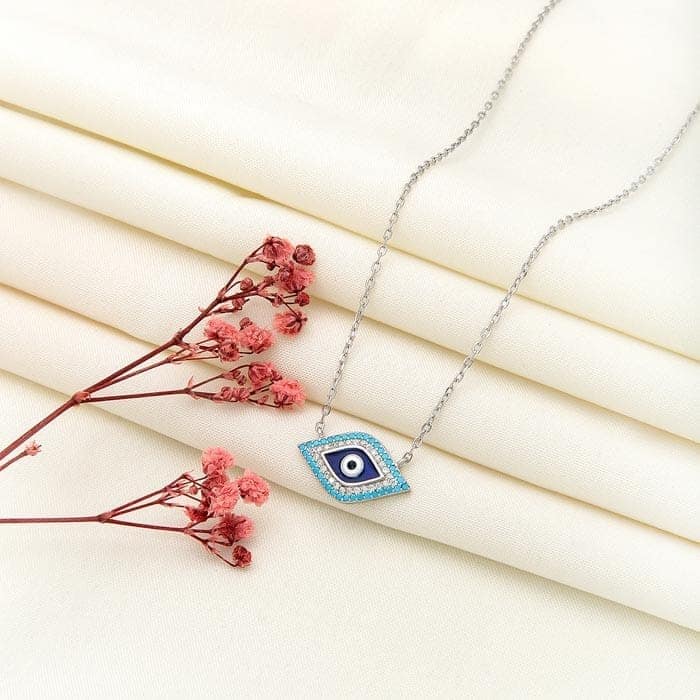 Silver Vibrant Evil Eye Necklace view 3