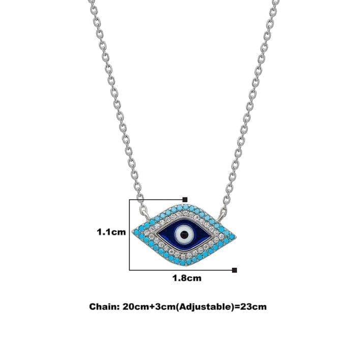 Silver Vibrant Evil Eye Necklace view 4