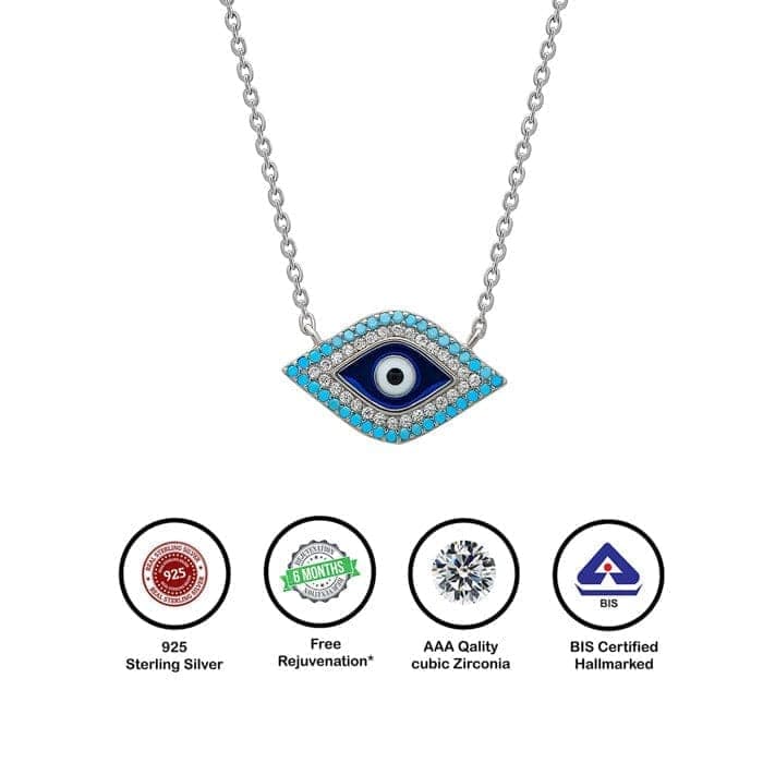 Silver Vibrant Evil Eye Necklace view 6